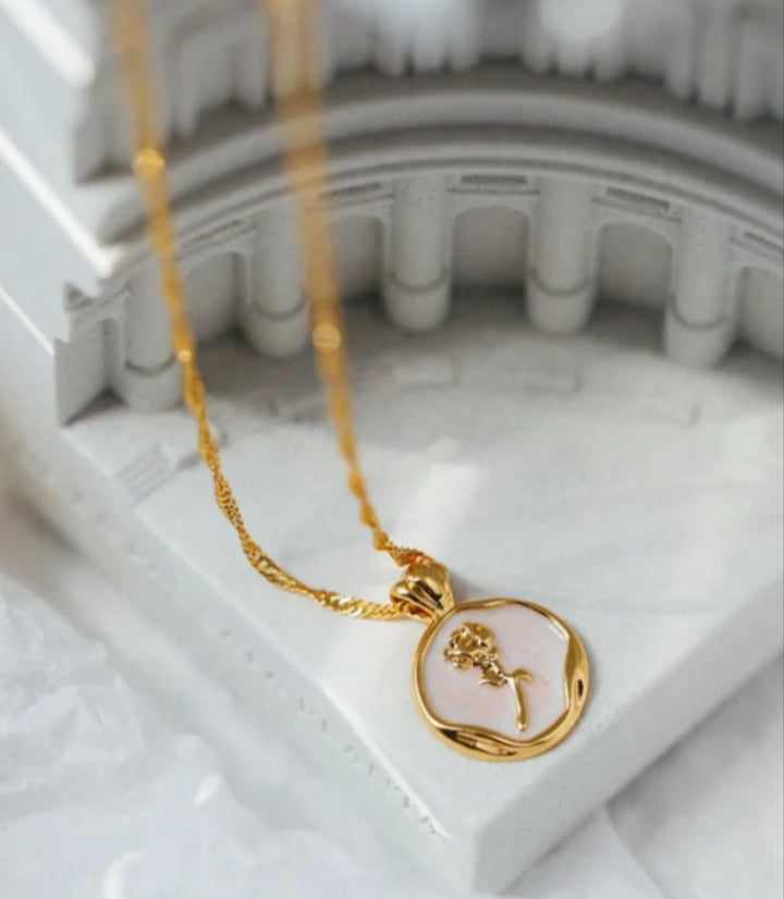 Golden Rose Medallion Pendant