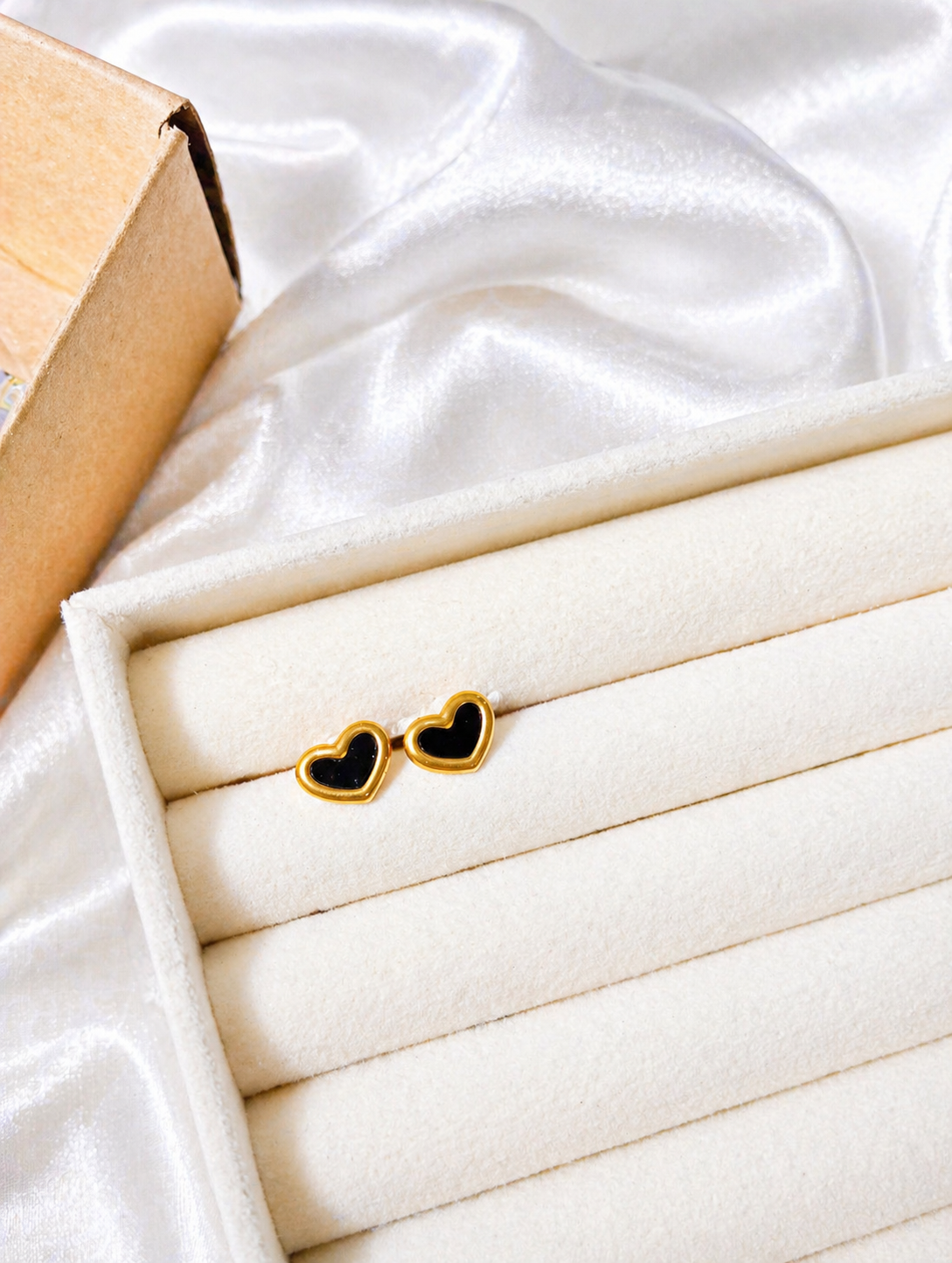 Black Heart Charm Studs