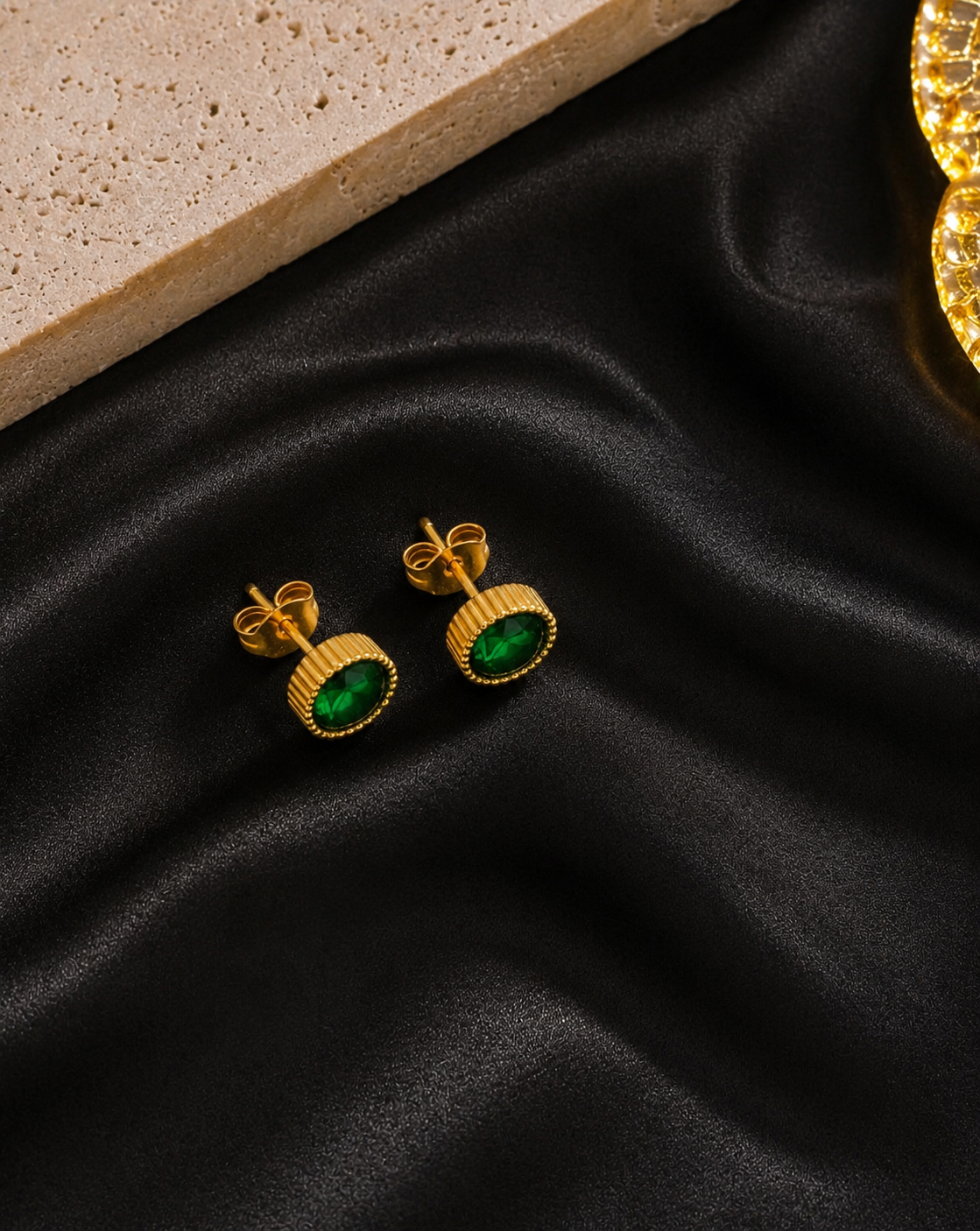 Luxe Green Crystal Studs