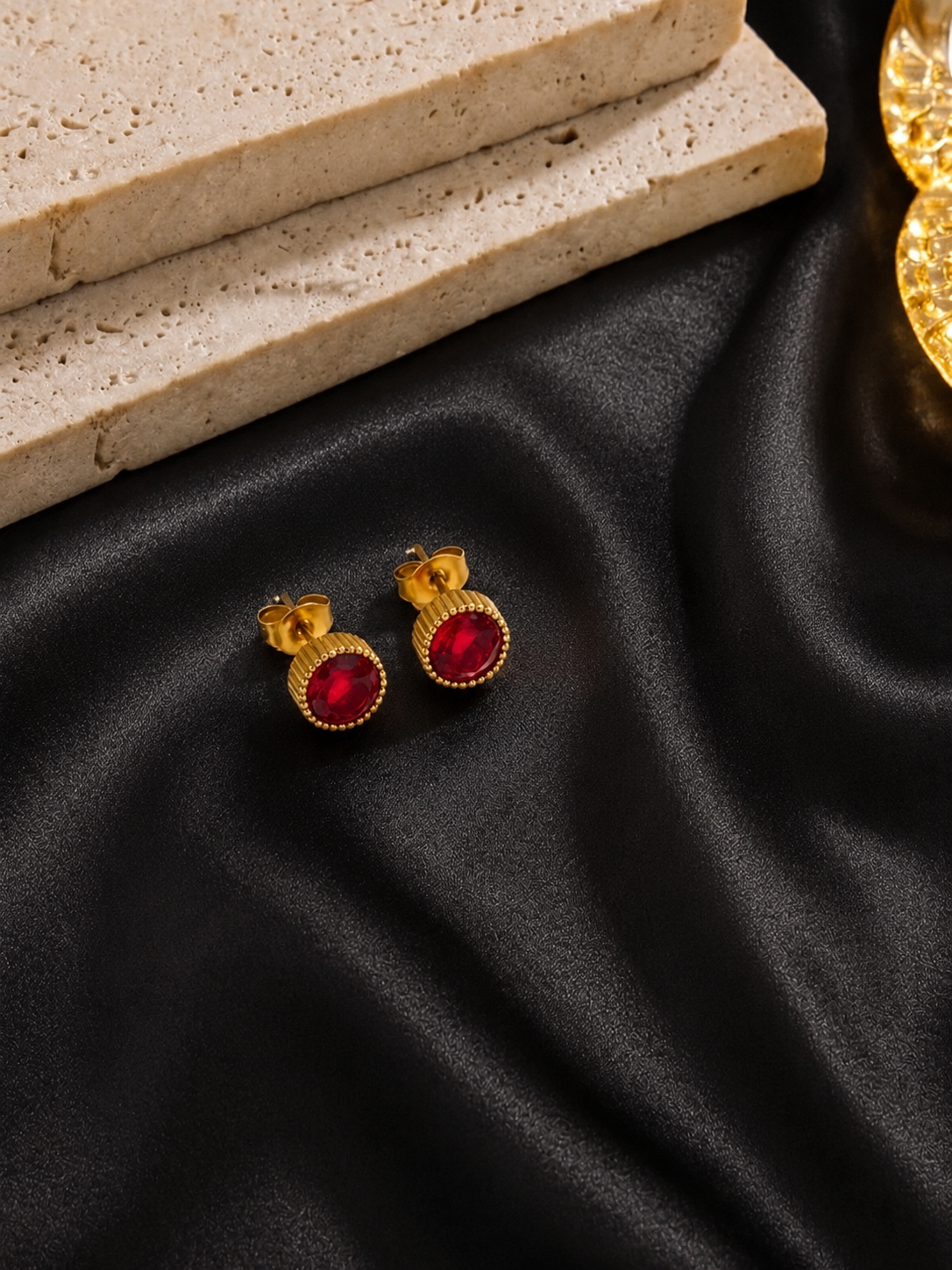 Luxe Red Crystal Studs