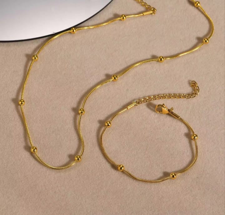 Green Enamel Bead Station Pendant Set