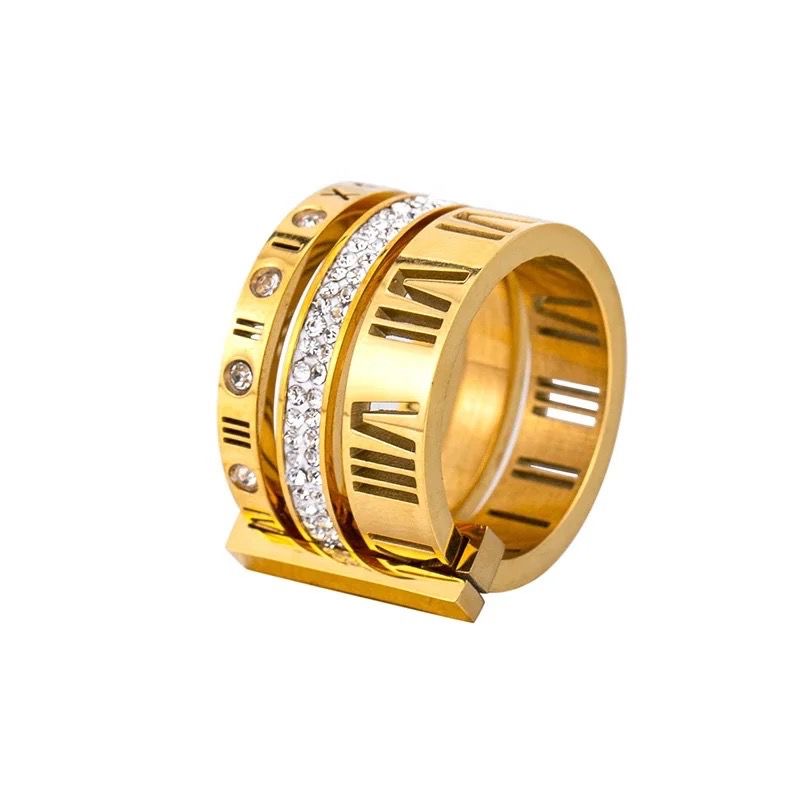 Roman Numeral Triple-Stacked Band Ring size(7)