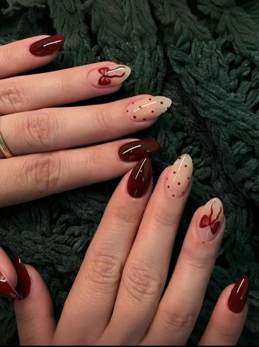 Cherry Charm Almond Nails