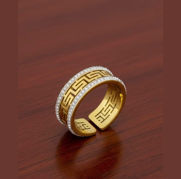 Greek Key Crystal Ring size(7,8)