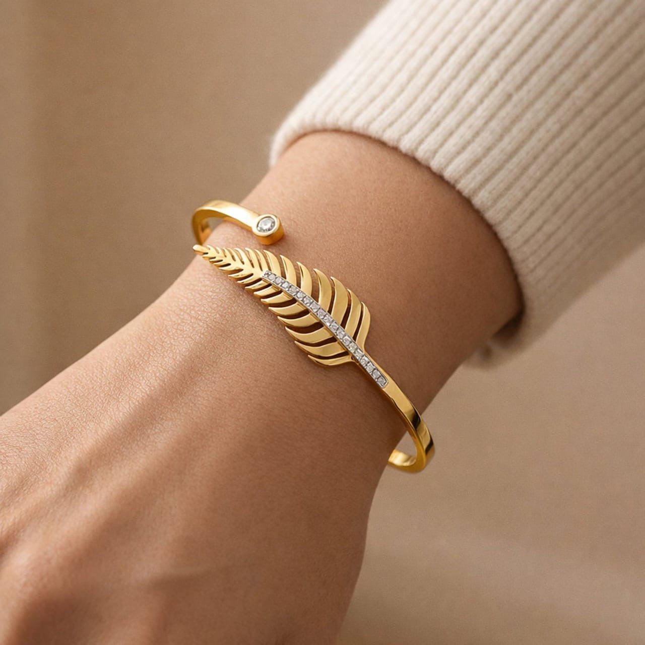 Crystal Leaf Feather Handcuff