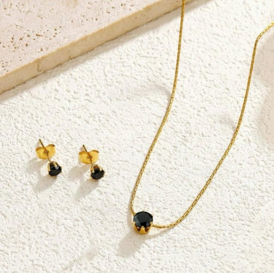 Black Stone Pendant Set