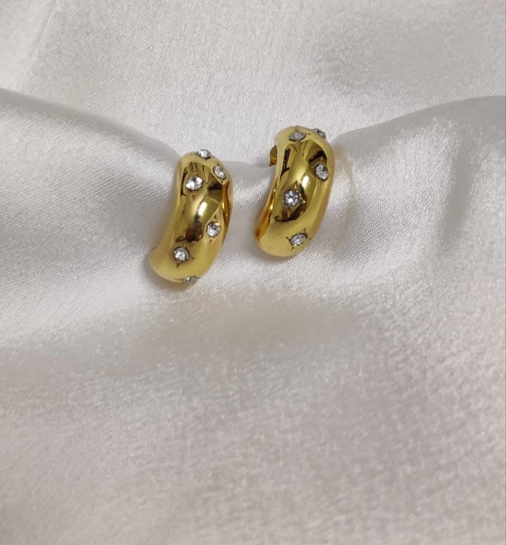 Gold Starburst Crystal Hoops