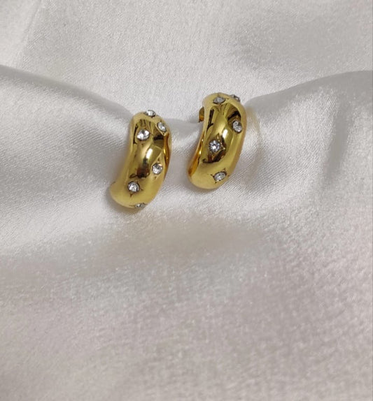 Gold Starburst Crystal Hoops