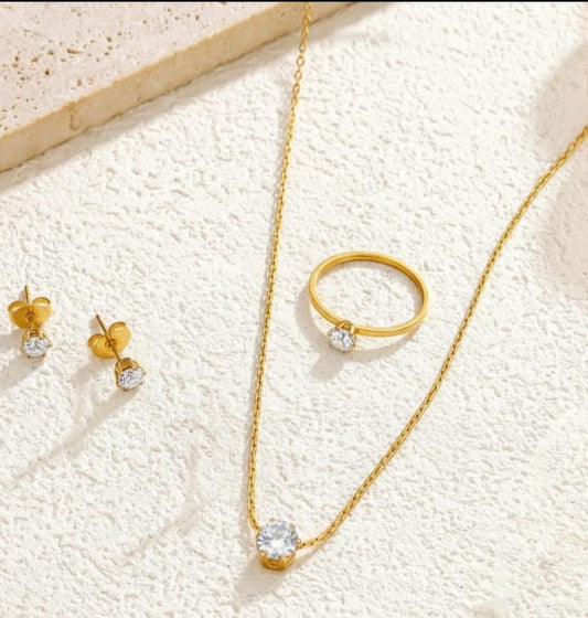 White Stone Pendant Set