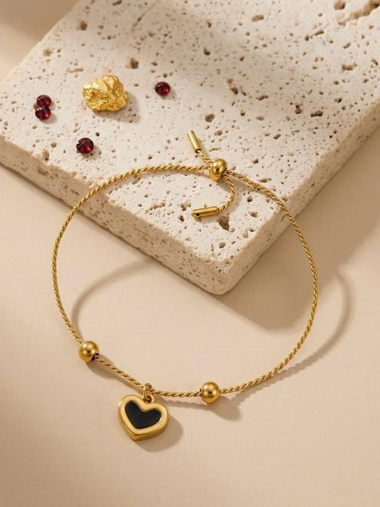 Black Heart Charm Bracelet