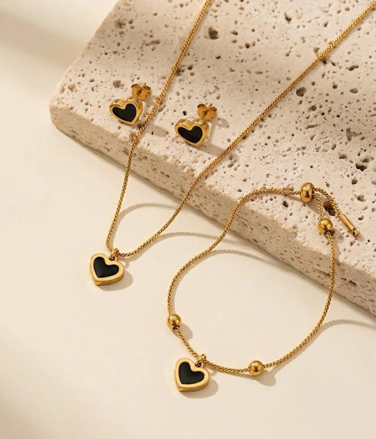 Black Heart Charm Set