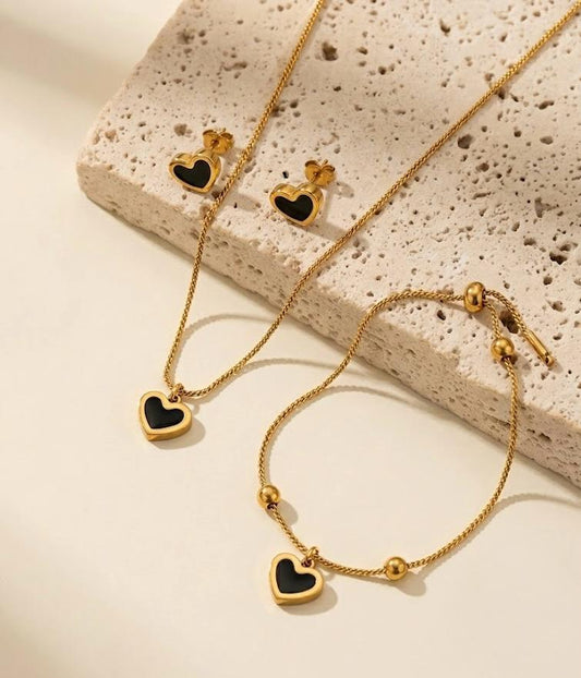 Black Heart Charm Set