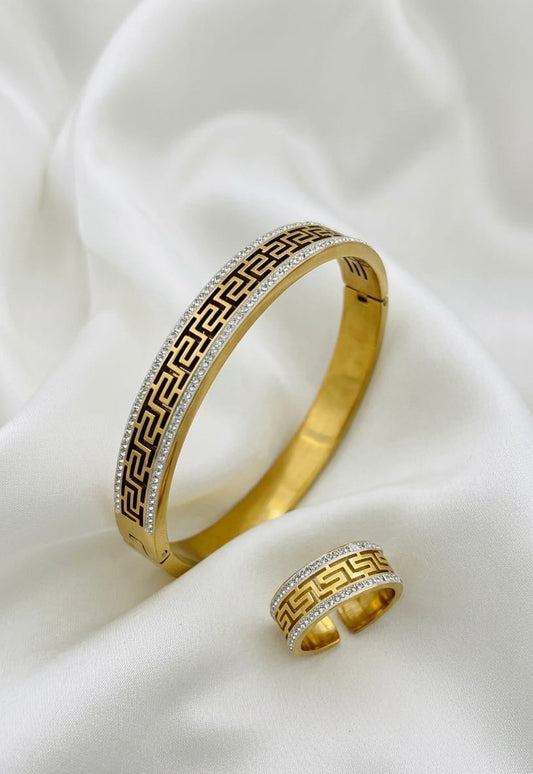 Greek Key Crystal Handcuff set
