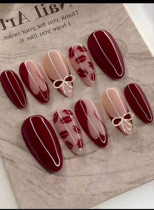 Pretty Maroon Mix Nails