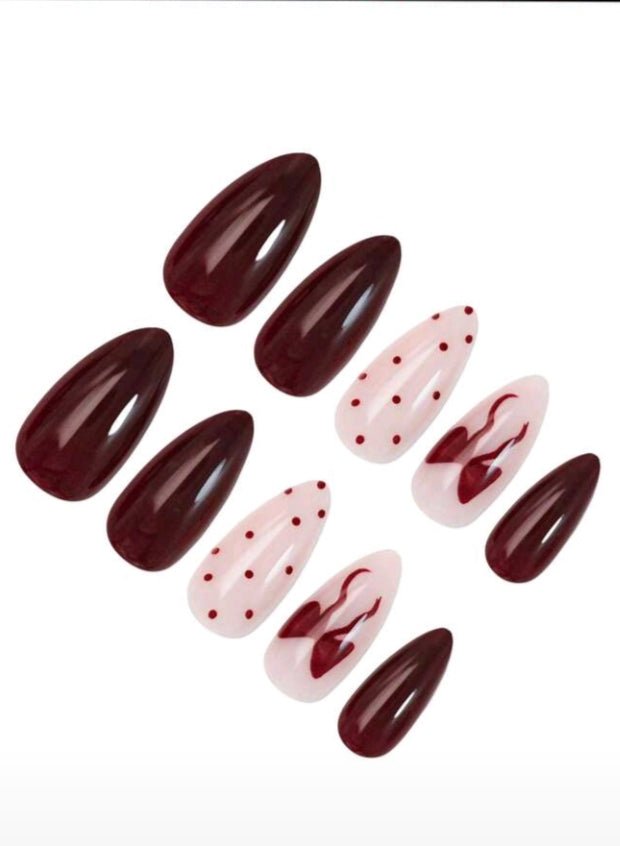 Cherry Charm Almond Nails