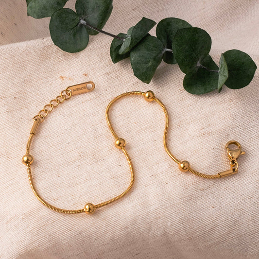 Green Enamel Bead Station Bracelet