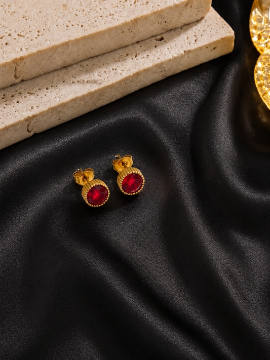 Luxe Red Crystal Studs