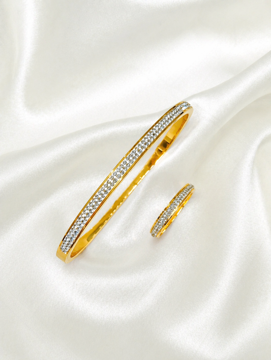 Pave Crystal Handcuff Ring Set
