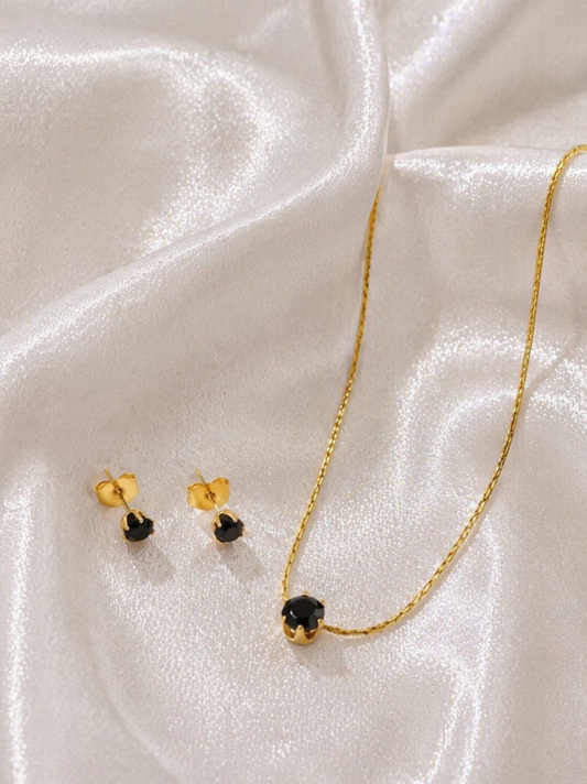 Black Stone Pendant Set
