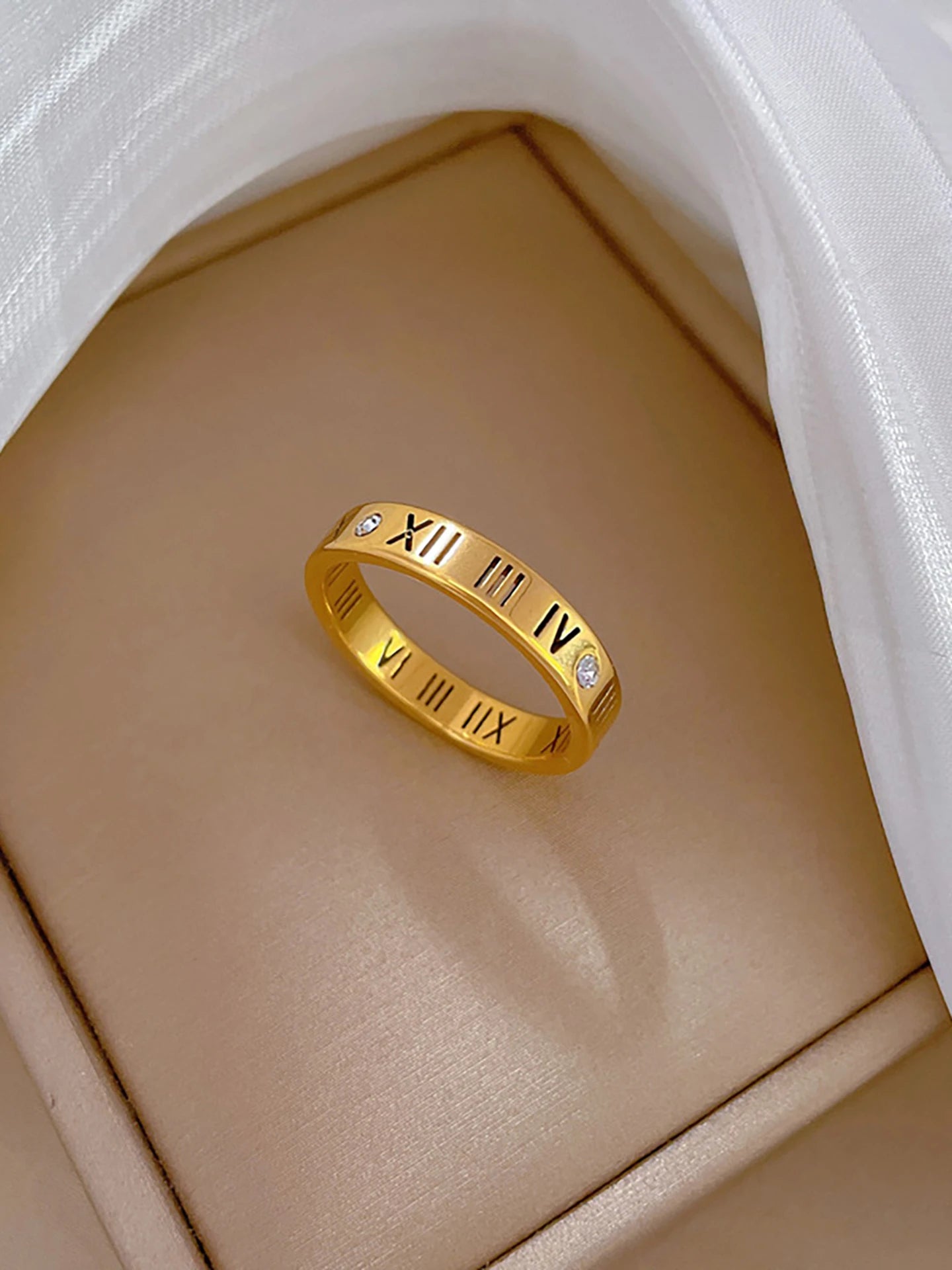 Roman Numerals Handcuff Ring Set