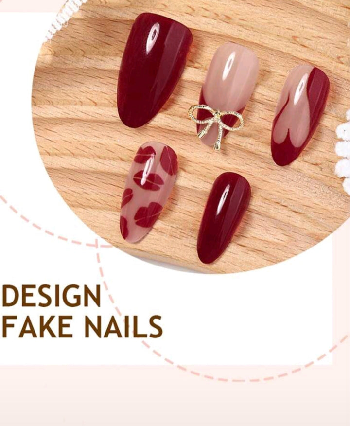 Pretty Maroon Mix Nails
