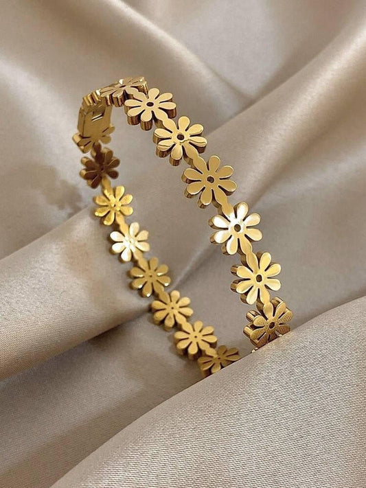 Gold Daisy Flower Band Handcuff